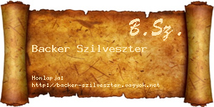 Backer Szilveszter névjegykártya